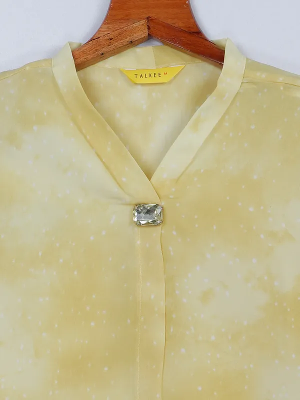 Light yellow georgette printed top