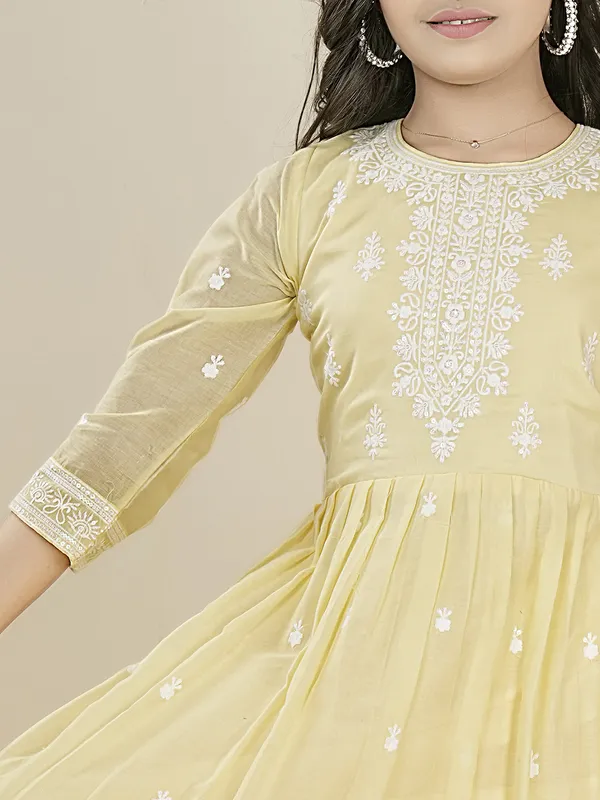 Light yellow pakistani palazzo salwar suit