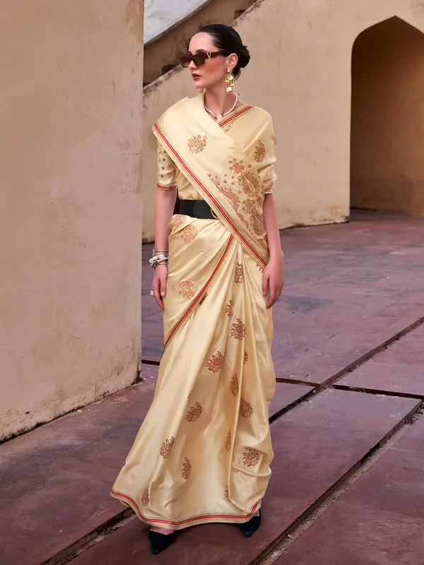 Light yellow satin silk wedding drape