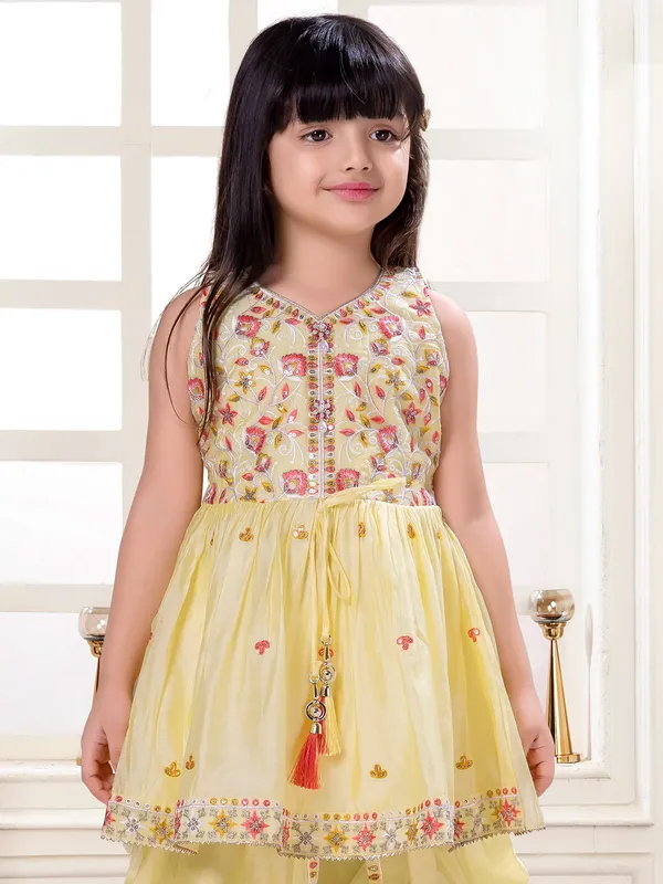 Light yellow silk dhoti set