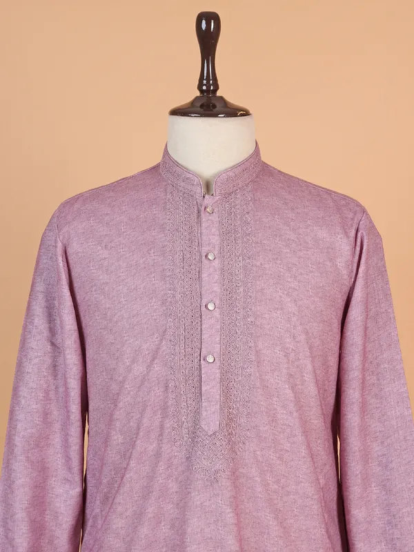 Lilac cotton festive wear kurta suit suit for boys