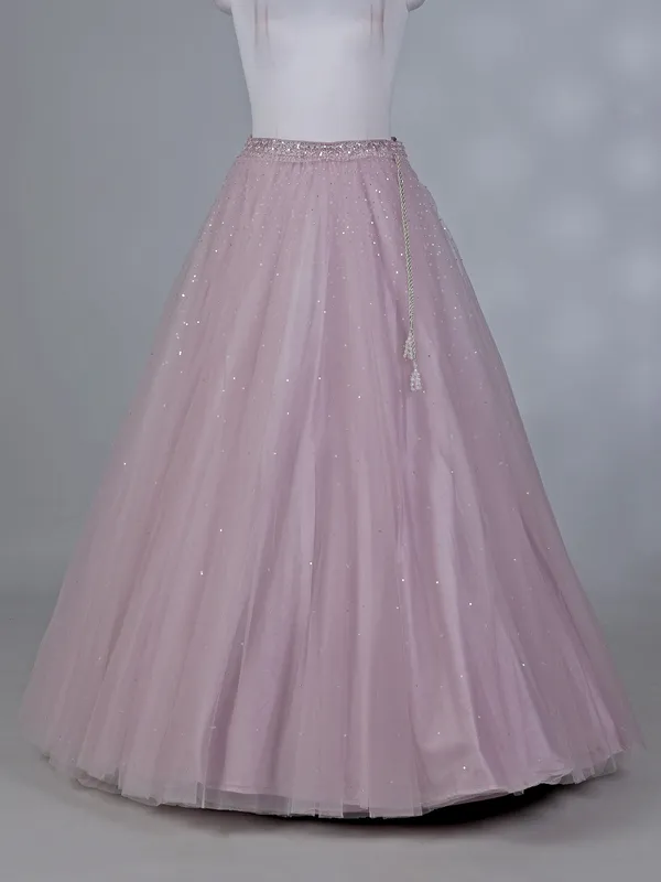 Lilac net lehenga choli with stone work