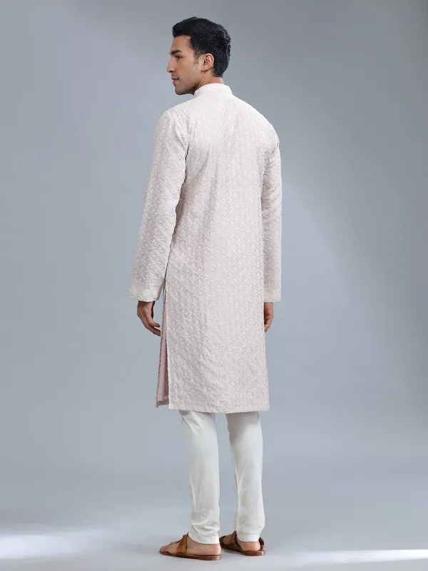 Lilac purle silk kurta suit with dupatta