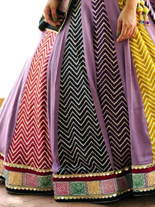 Lilac purple cotton silk printed chaniya choli