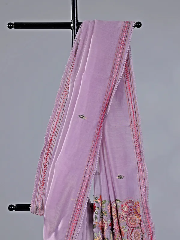 Lilac purple cotton silk saree for festivals