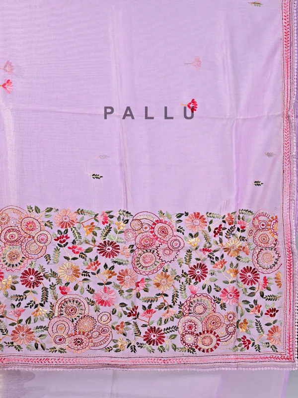 Lilac purple cotton silk saree for festivals