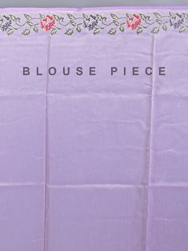 Lilac purple cotton silk saree with thread work