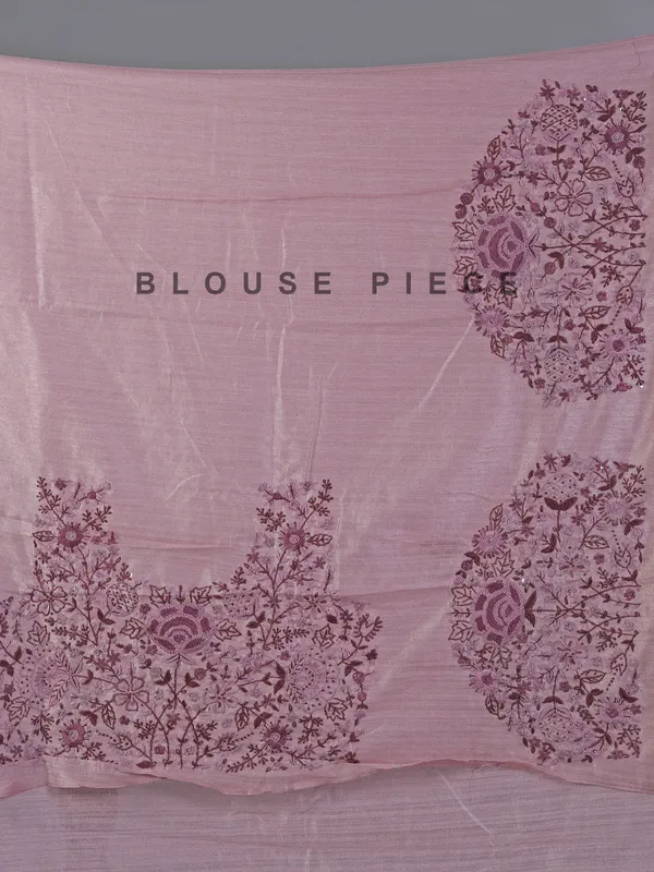 Lilac purple cotton thread worked silk saree