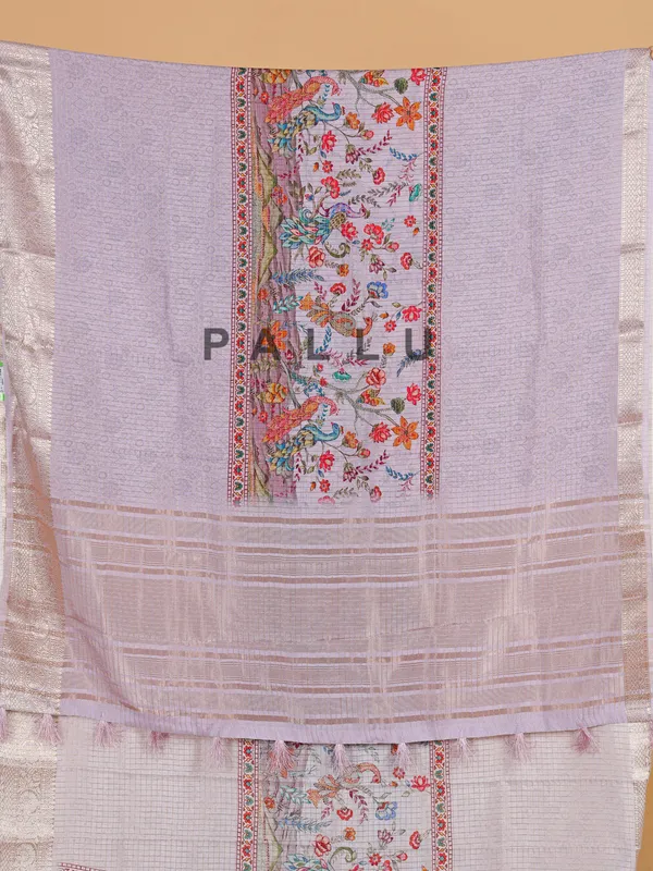 Lilac purple dola silk zari weaving saree for women