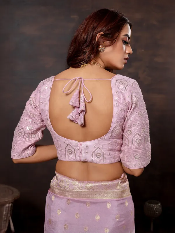 Lilac purple festive wear dola silk saree