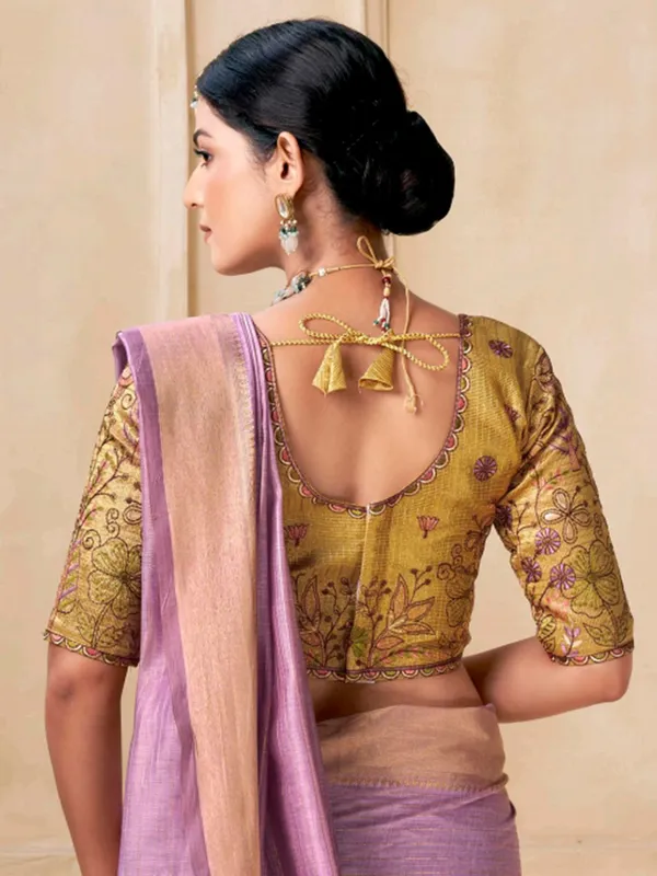 Lilac purple festive wear saree in viscose