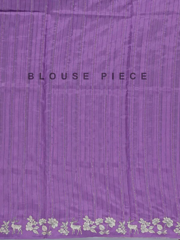 Lilac purple floral art silk saree with resham detailing