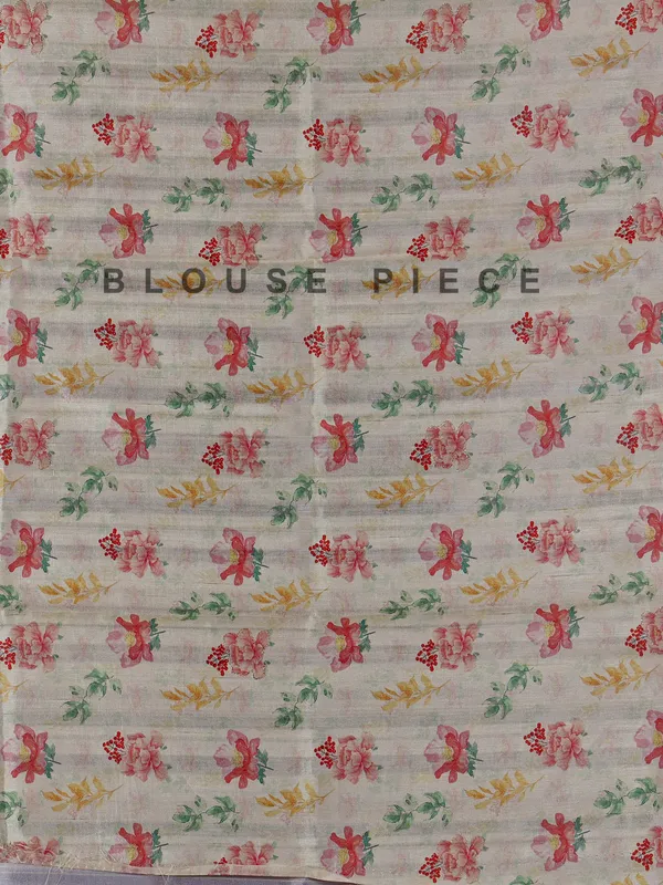 Lilac purple floral semi silk saree with resham weaving