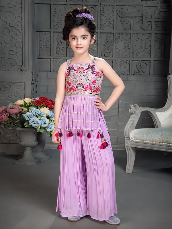 Lilac purple georgette girls palazzo suit