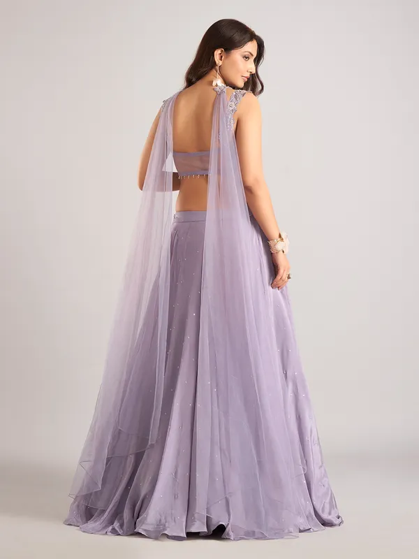 Lilac purple georgette lehenga choli with dupatta
