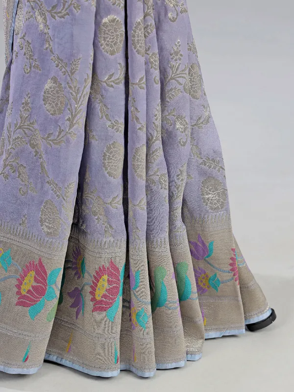 Lilac purple georgette saree for wedding wear