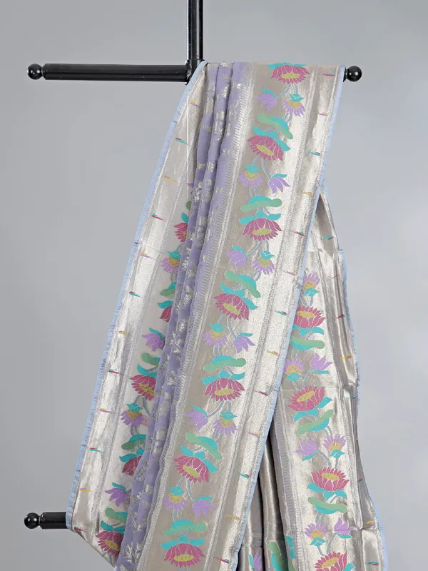 Lilac purple georgette saree for wedding wear
