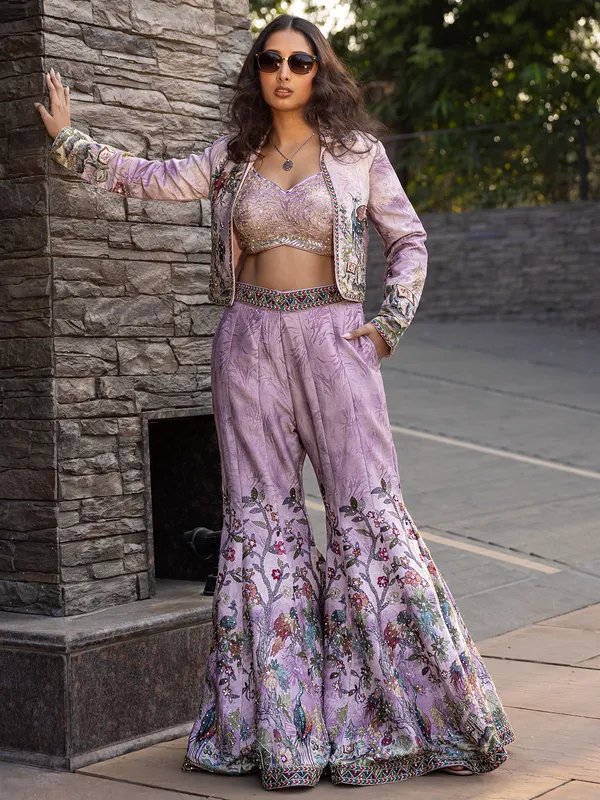 Lilac purple jacket style palazzo suit