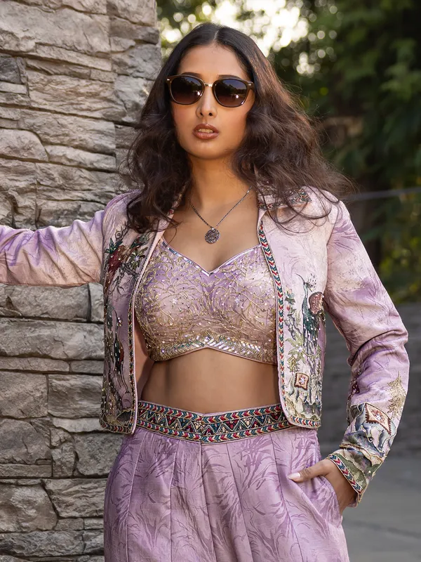 Lilac purple jacket style palazzo suit