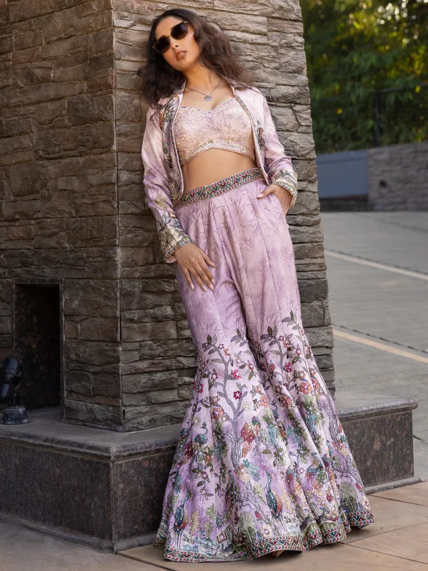 Lilac purple jacket style palazzo suit