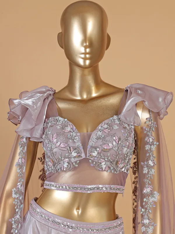 Lilac purple organza palazzo salwar suit