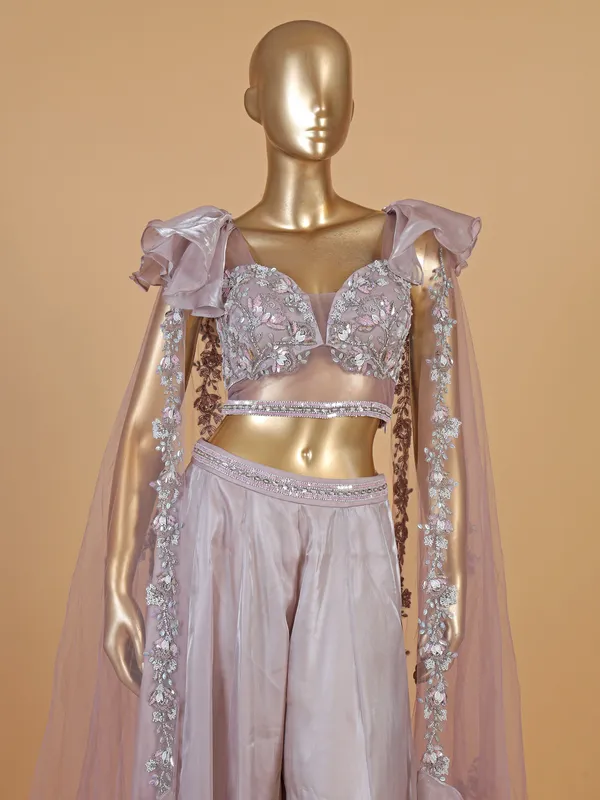 Lilac purple organza palazzo salwar suit