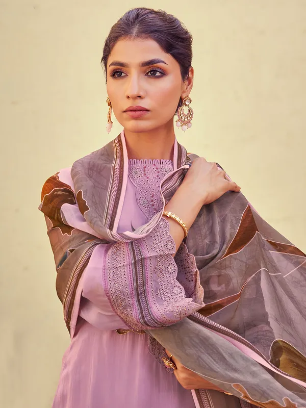 Lilac purple organza palazzo suit