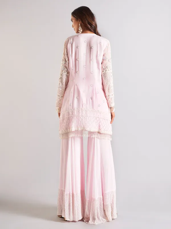 Lilac purple palazzo salwar suit in georgette