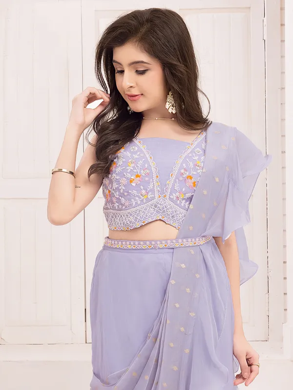 Lilac purple palazzo suit in rich silk
