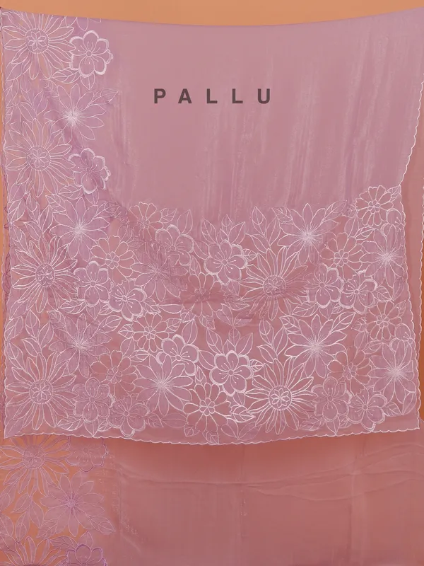Lilac purple semi organza saree for women