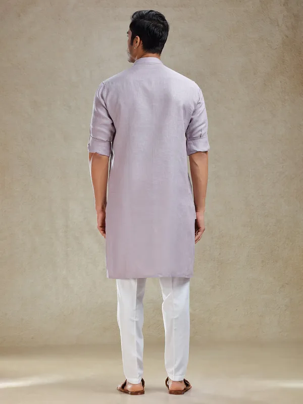 Lilac purple serene linen kurta set for mahendi