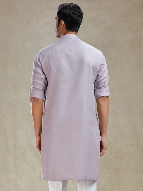 Lilac purple serene looking linen only kurta