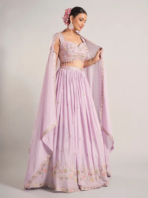 Lilac purple silk lehenga choli with dupatta