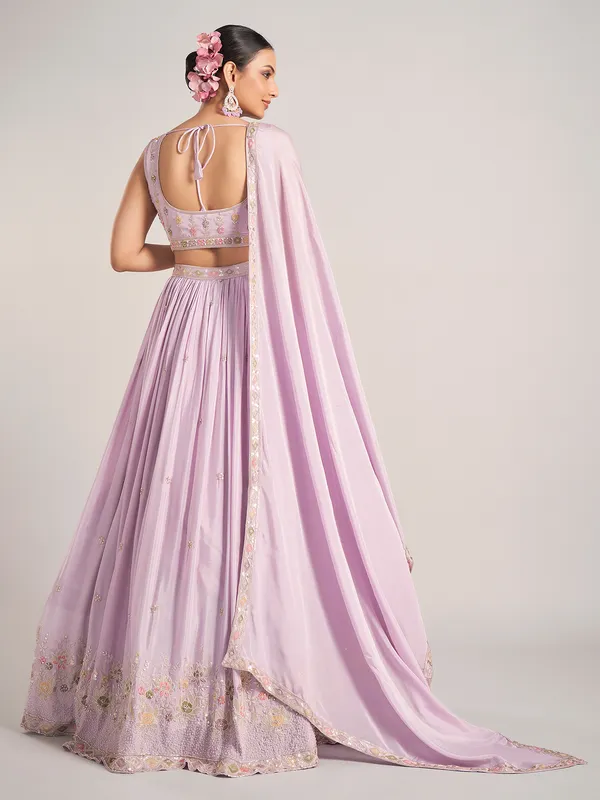 Lilac purple silk lehenga choli with dupatta
