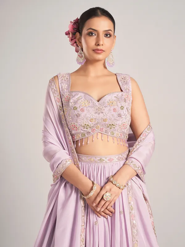 Lilac purple silk lehenga choli with dupatta