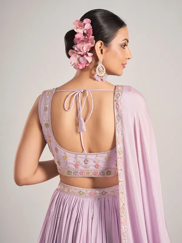 Lilac purple silk lehenga choli with dupatta