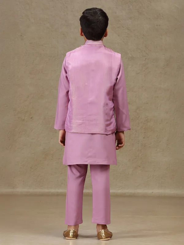 Lilac purple silk waistcoat set for boys