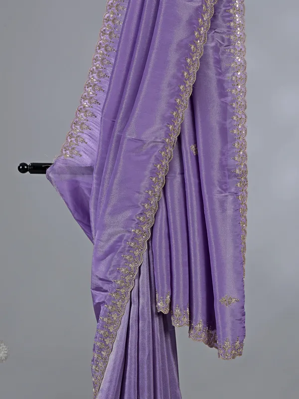Lilac purple tissue silk saree with rich detailing