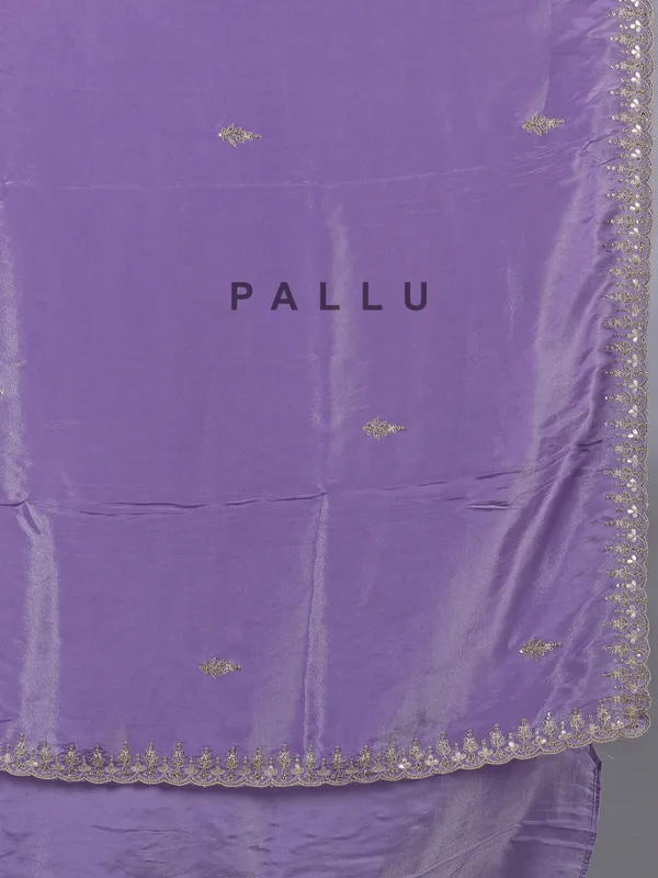 Lilac purple tissue silk saree with rich detailing