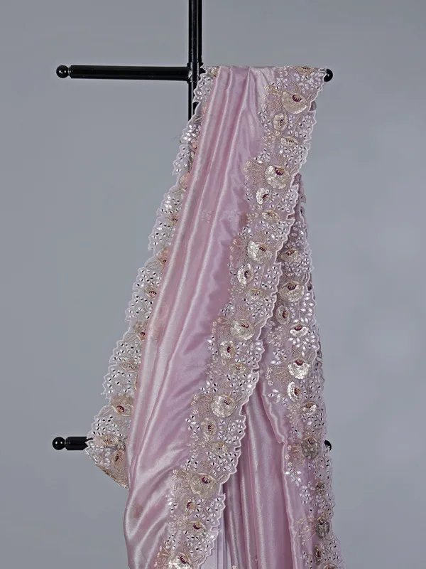 Lilac purple tissue silk saree zardosi weaving