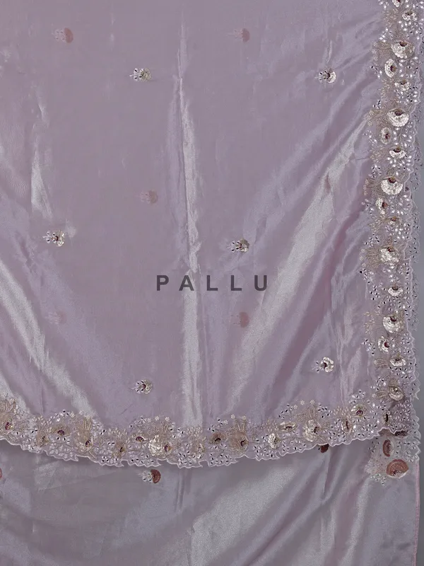 Lilac purple tissue silk saree zardosi weaving