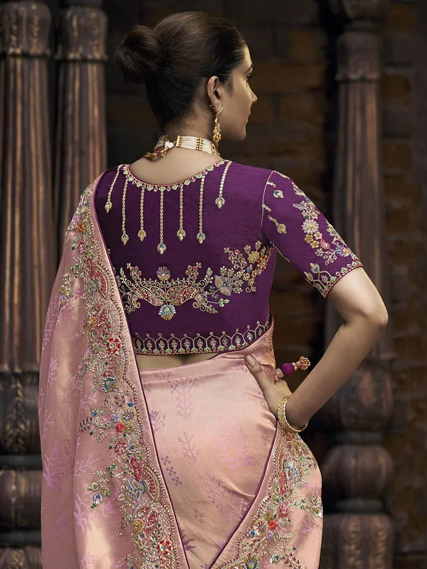 Lilac purple viscose saree