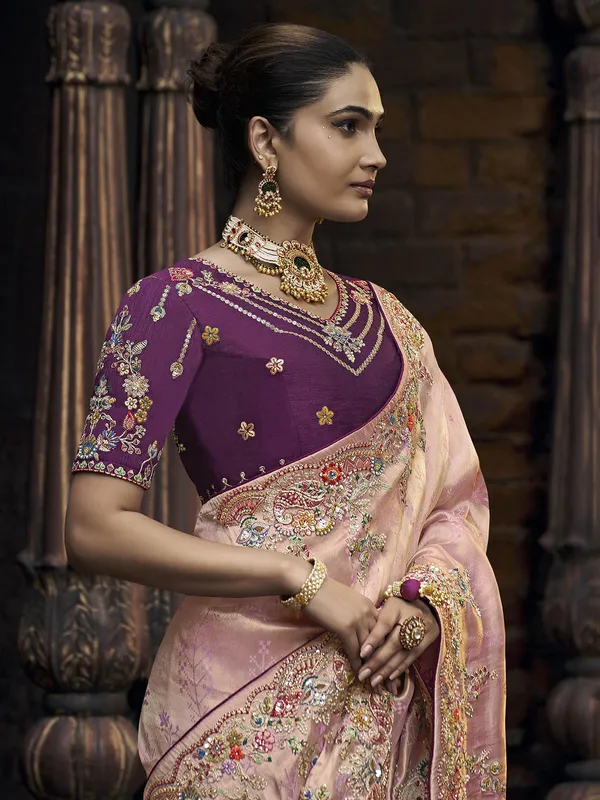 Lilac purple viscose saree