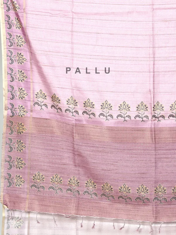 Lilac purple zari weaving saree in semi cotton silk