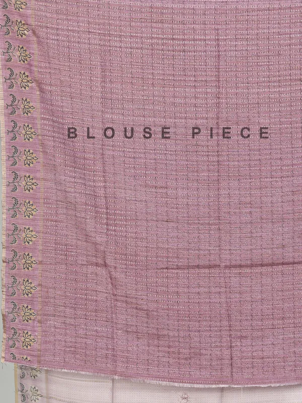Lilac purple zari weaving saree in semi cotton silk
