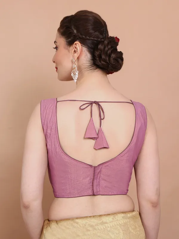 Lilac tissue silk sleeveless ready made blouse
