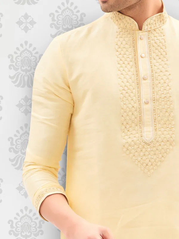 lime cotton kurta set for men