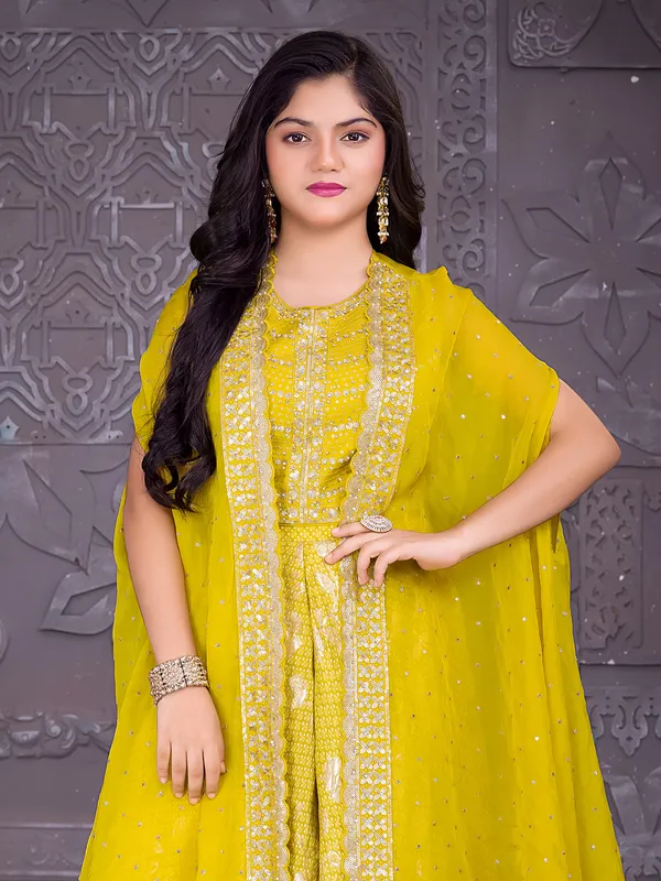 Lime green georgette palazzo suit  for wedding wear