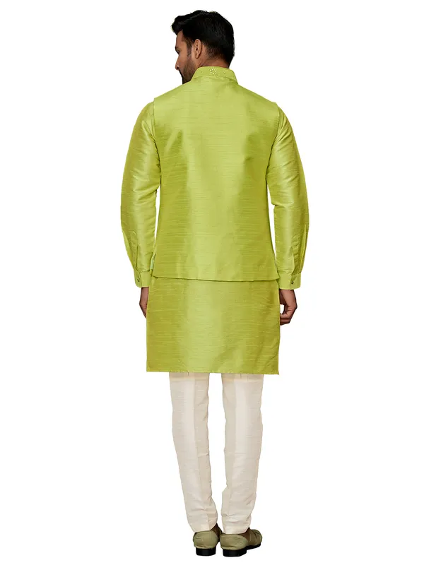Lime green silk waistcoat set