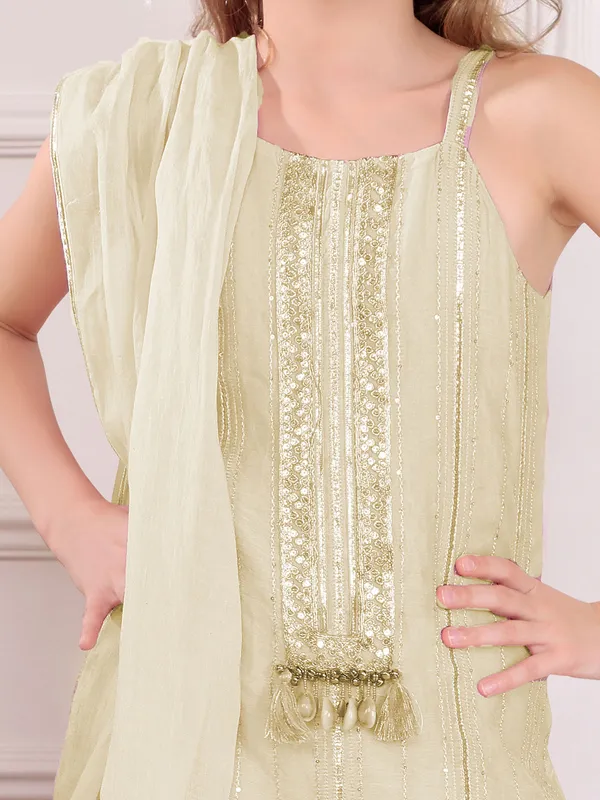 Lime light green sharara suit